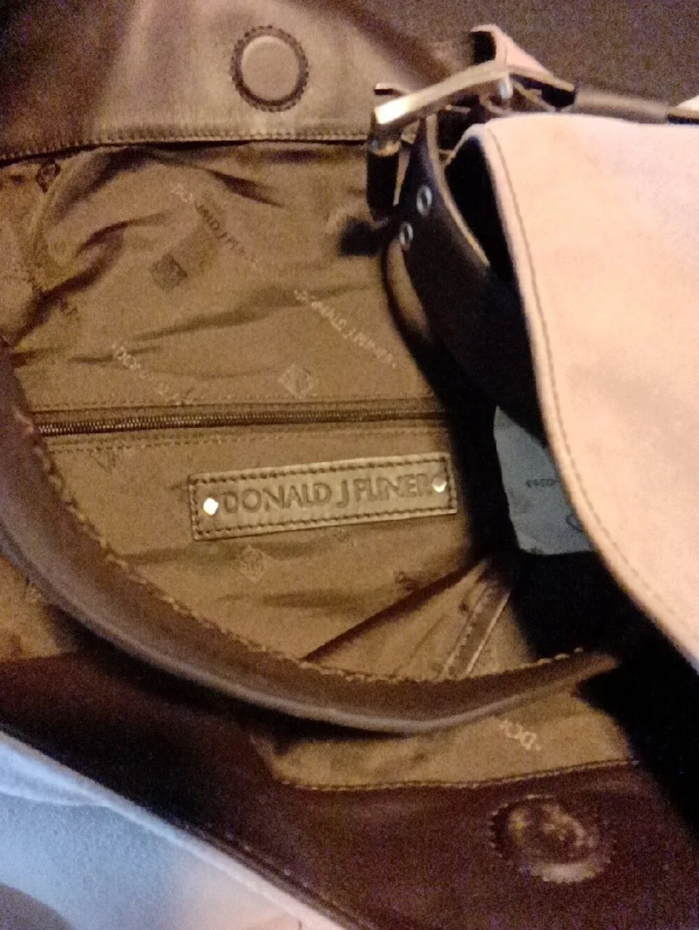 Donald J. Pliner Light Lavender/Brown Suede Hobo Shoulder Bag